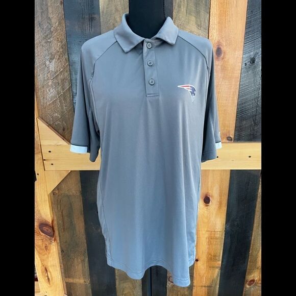 MAJESTIC  Cool Base Patriots gray with white trim polo shirt, size L - Picture 1 of 10